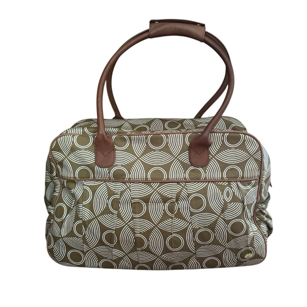 Amy Butler for Kalencom L Duffel Tote Bag Sun Moon Olive Green Zip Travel Duffle